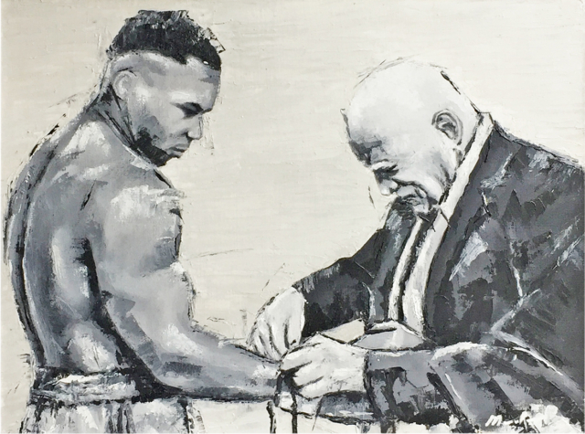 Mike Tyson Cus D'Amato Contemporary Art Painting Marc van Rooijen Kunst Schilderij