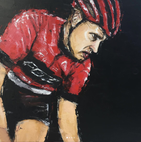 Cycling painting Contemporary Art Painting Marc van Rooijen Kunst Schilderij