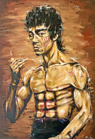 Bruce Lee KunFu Contemporary Art Painting Marc van Rooijen Kunst Schilderij