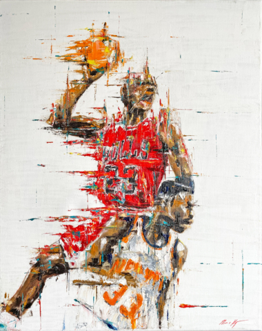 Michael Jordan Contemporary Art Painting Marc van Rooijen Kunst Schilderij