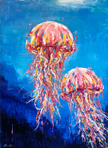 Dancing Jellyfish, Oil on canvas, 100x70cm, Available