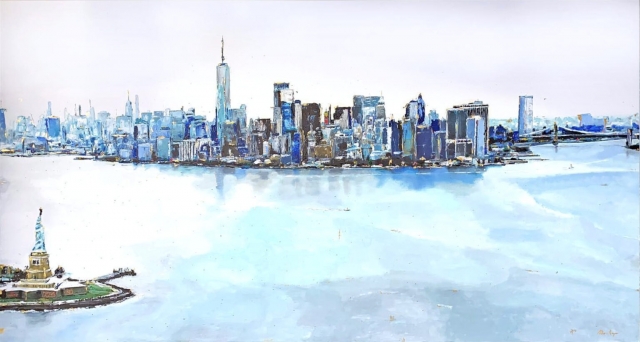 Contemporary Art Painting of New York Skyline Marc van Rooijen