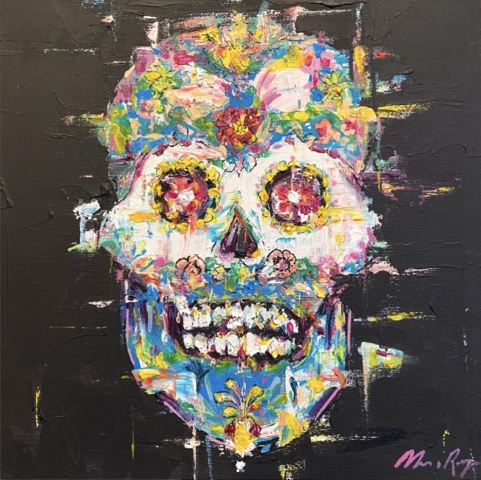 Mexican Skull Contemporary Art Painting Marc van Rooijen